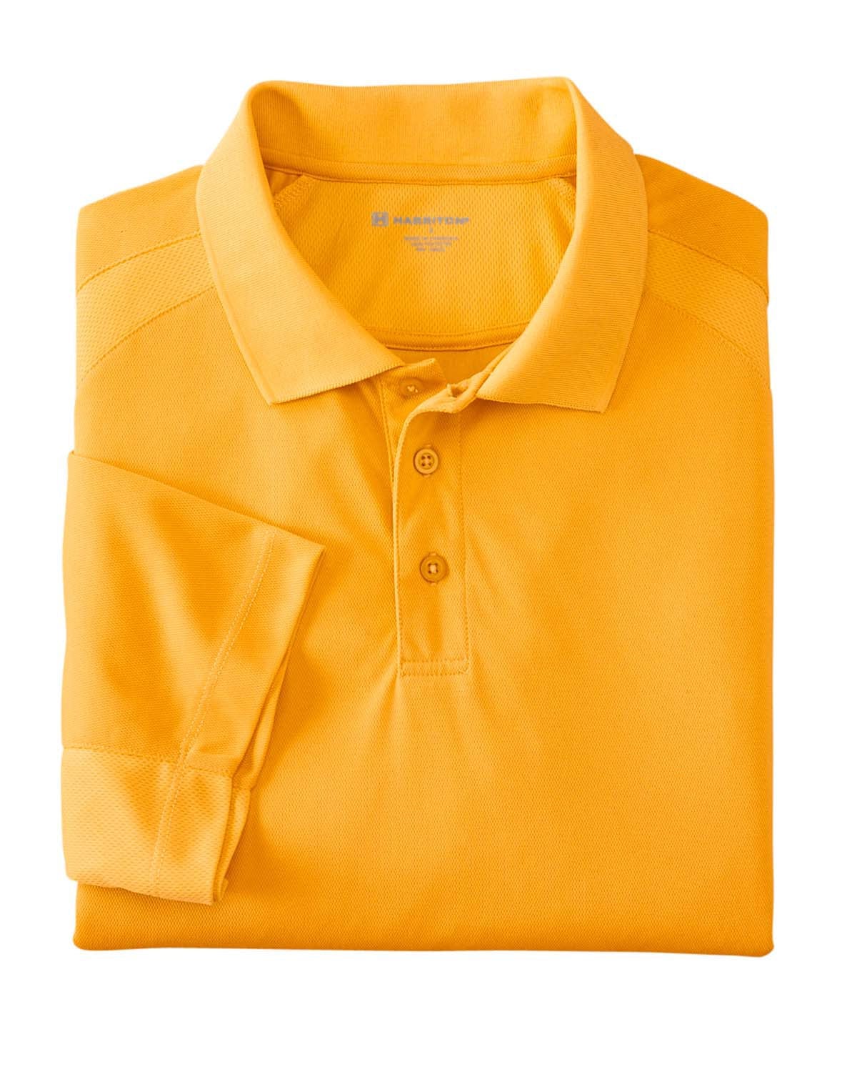Harriton Polytech Mesh Polo M374 | Gold - Front