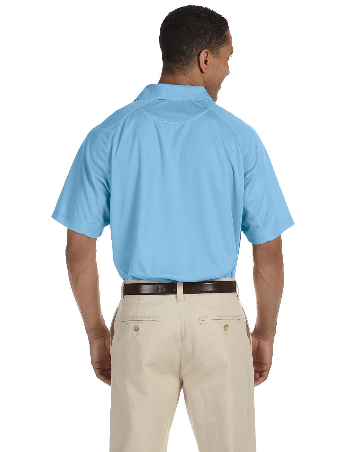 Harriton Polytech Mesh Polo M374 | Light Blue - Back