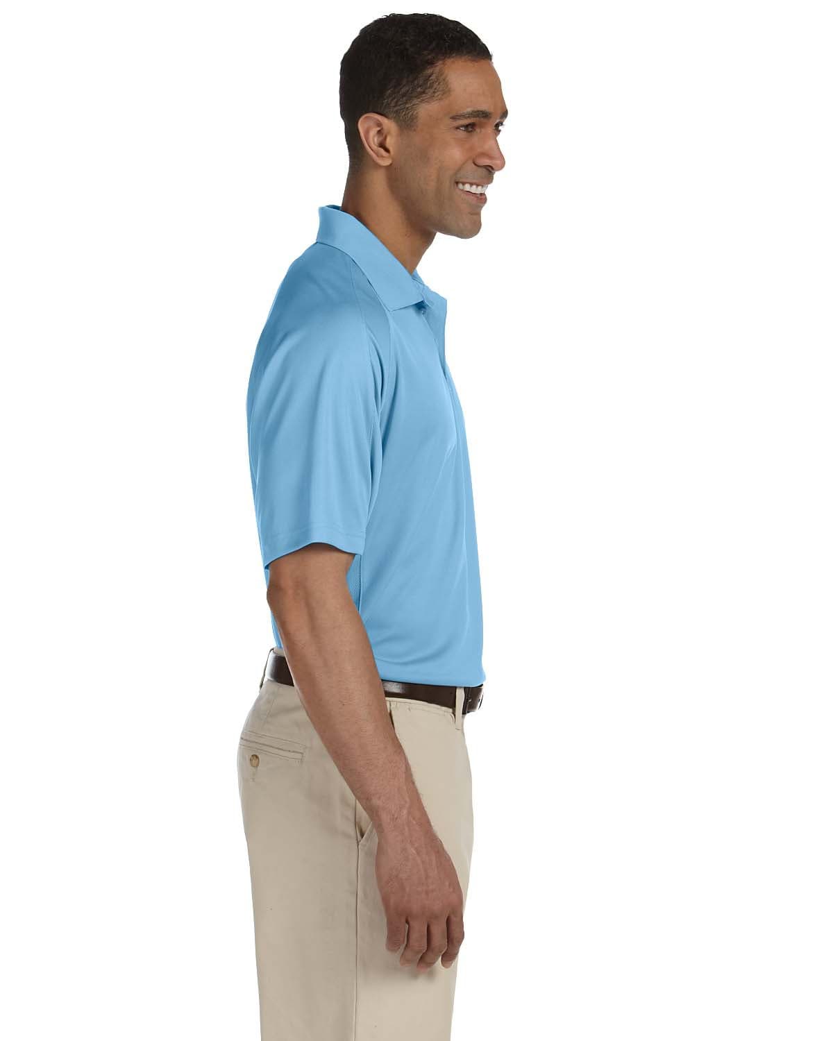 Harriton Polytech Mesh Polo M374 | Light Blue - Side