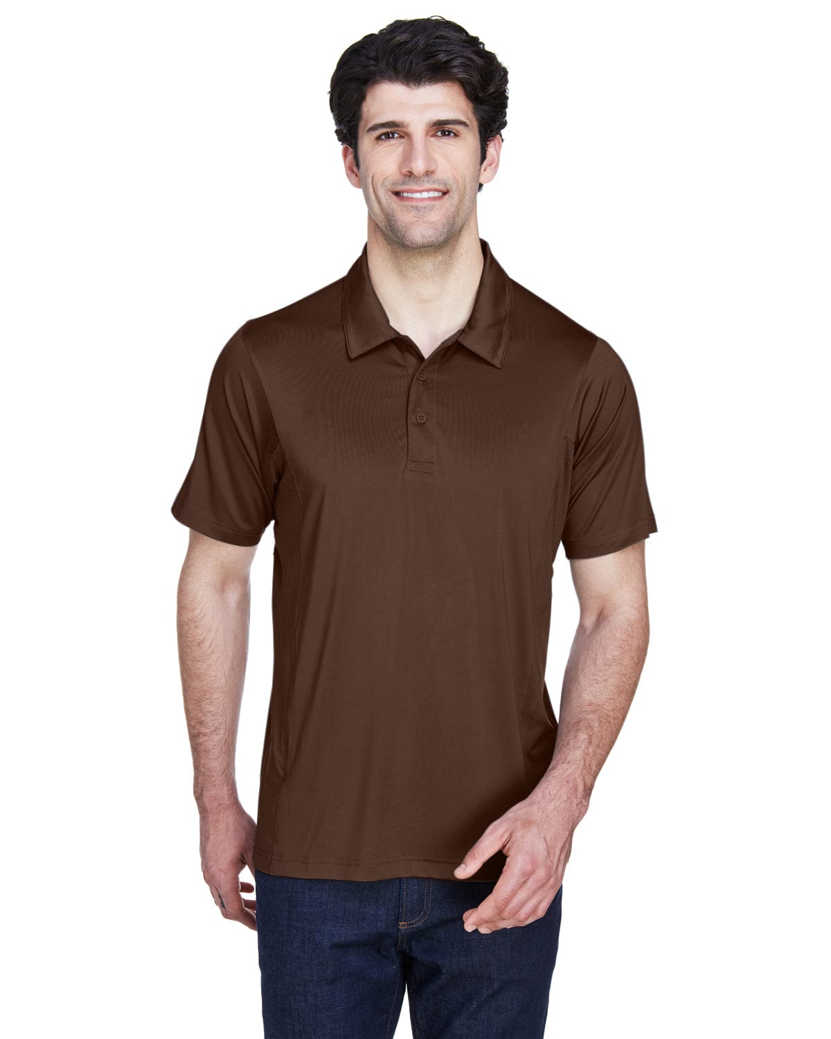 Team 365 Mens Charger Performance Polo TT20 | Sport Dark Brown - Front