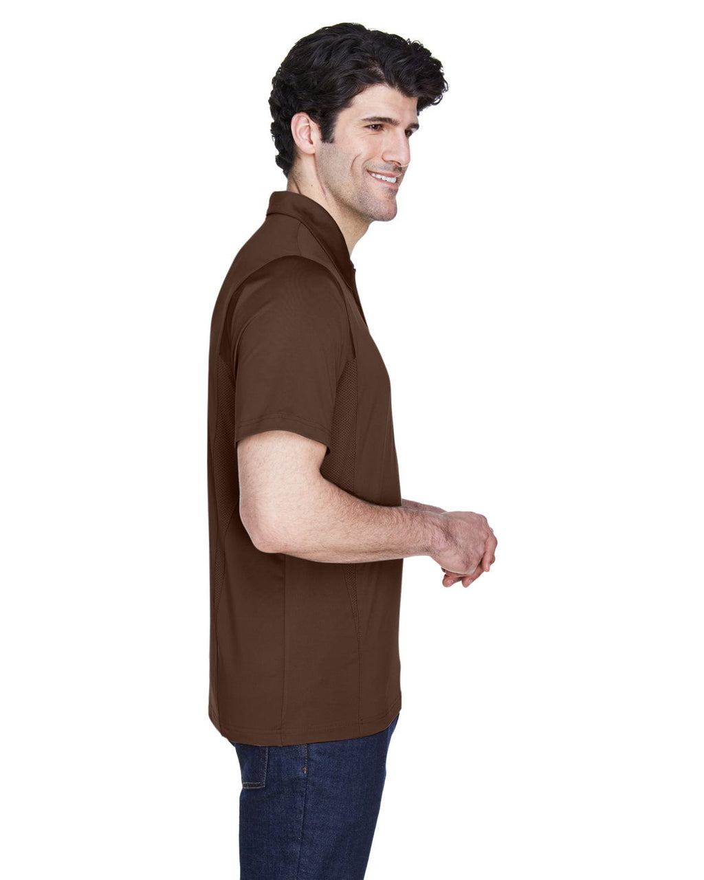 Team 365 Mens Charger Performance Polo TT20 | Sport Dark Brown - Side