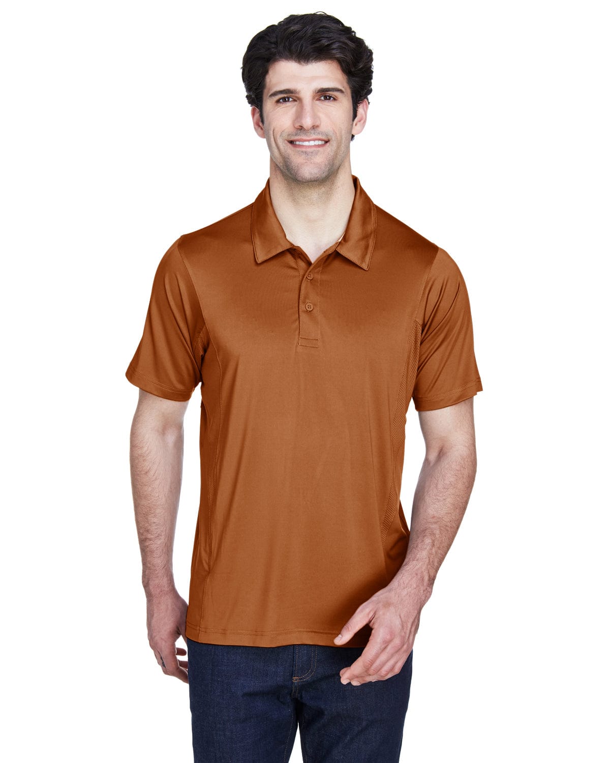 Team 365 Mens Charger Performance Polo TT20 | Sp Burnt Orange - Front