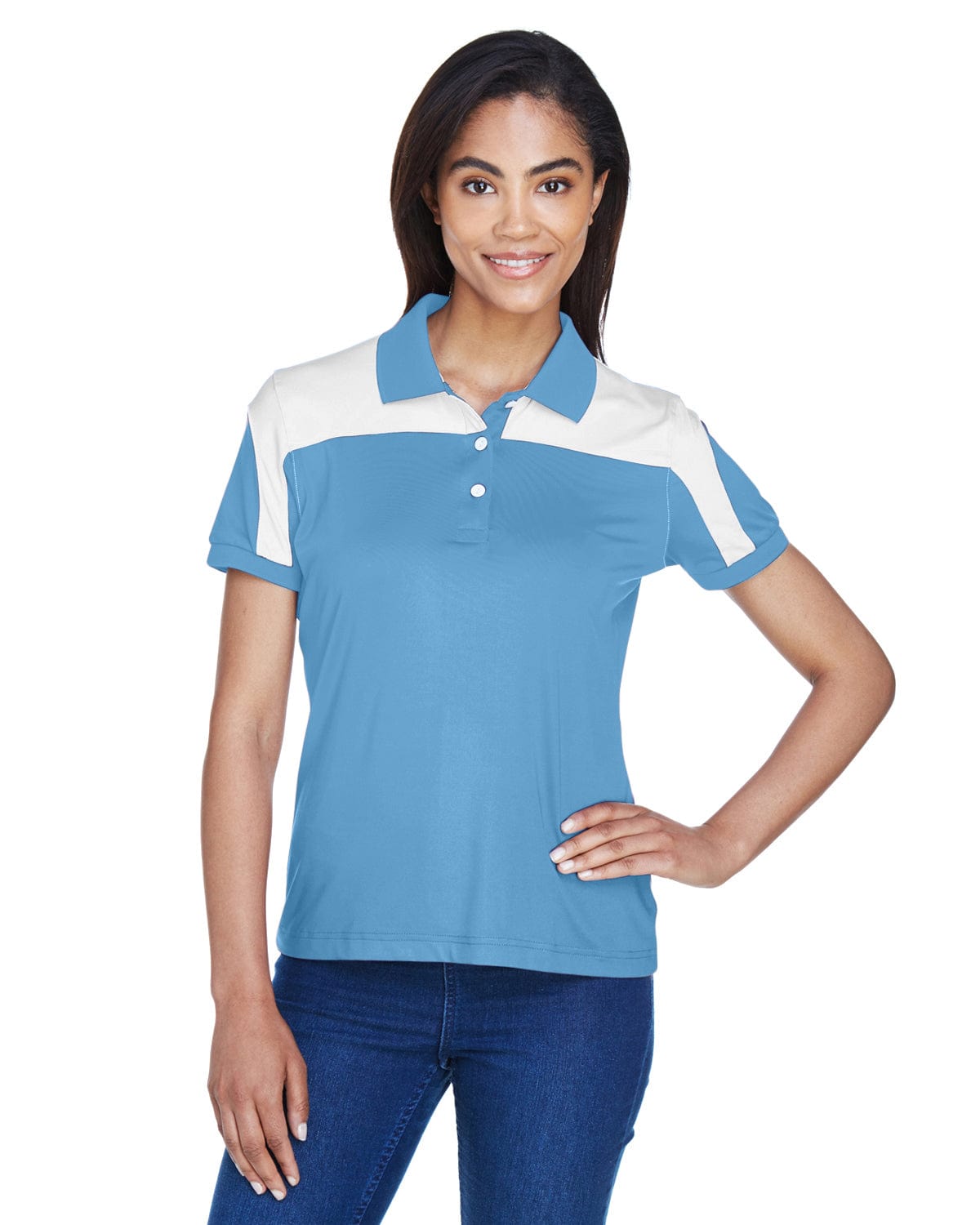 Team 365 Ladies Victor Performance Polo TT22W | Sport Light Blue - Front