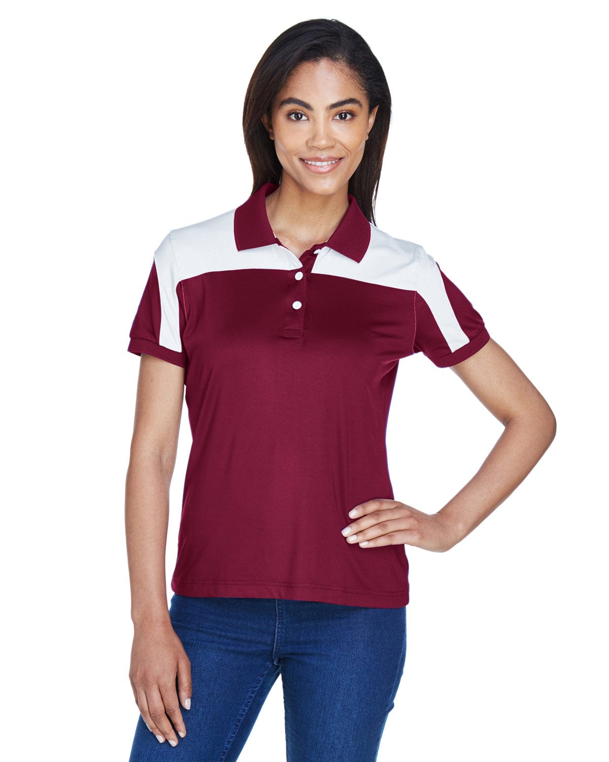 Team 365 Ladies Victor Performance Polo TT22W | Sport Maroon - Front