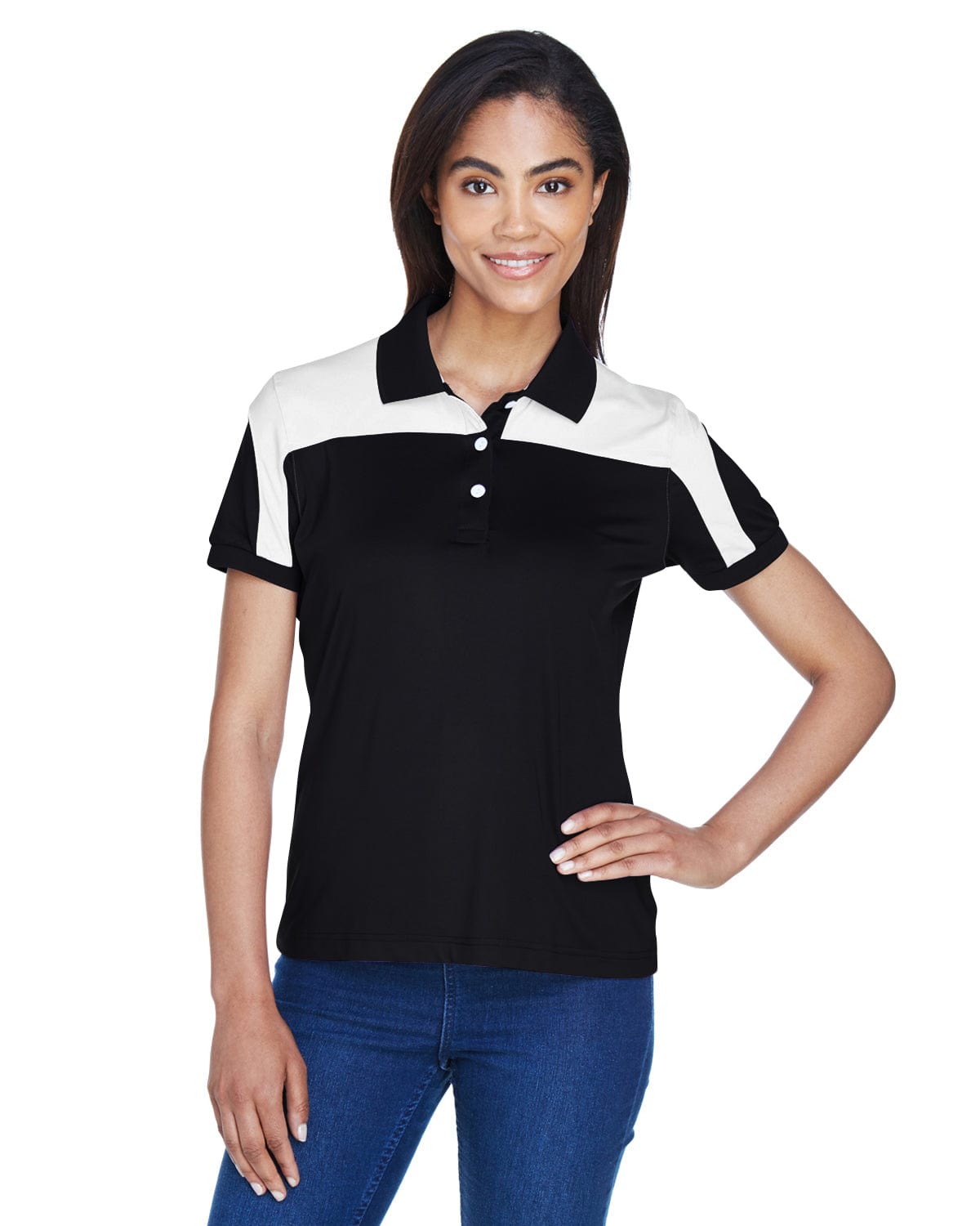 Team 365 Ladies Victor Performance Polo TT22W | Black - Front