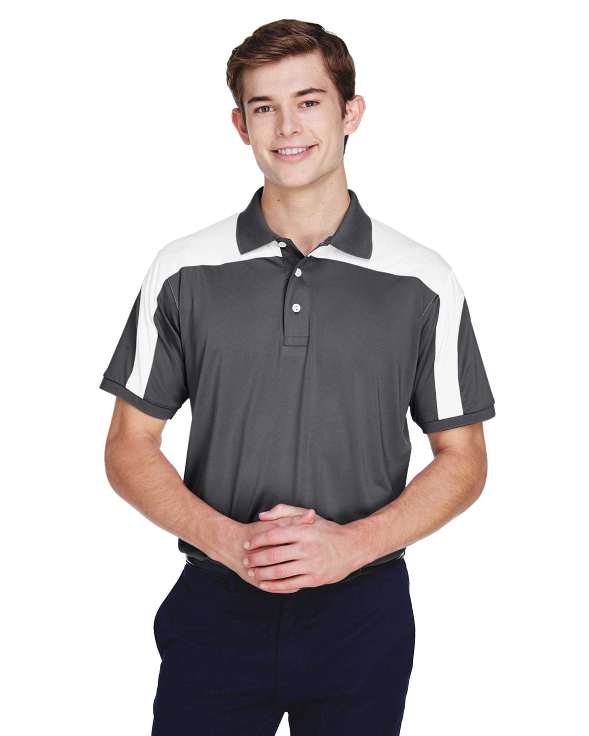 Team 365 Mens Victor Performance Polo TT22 | Sport Graphite - Front