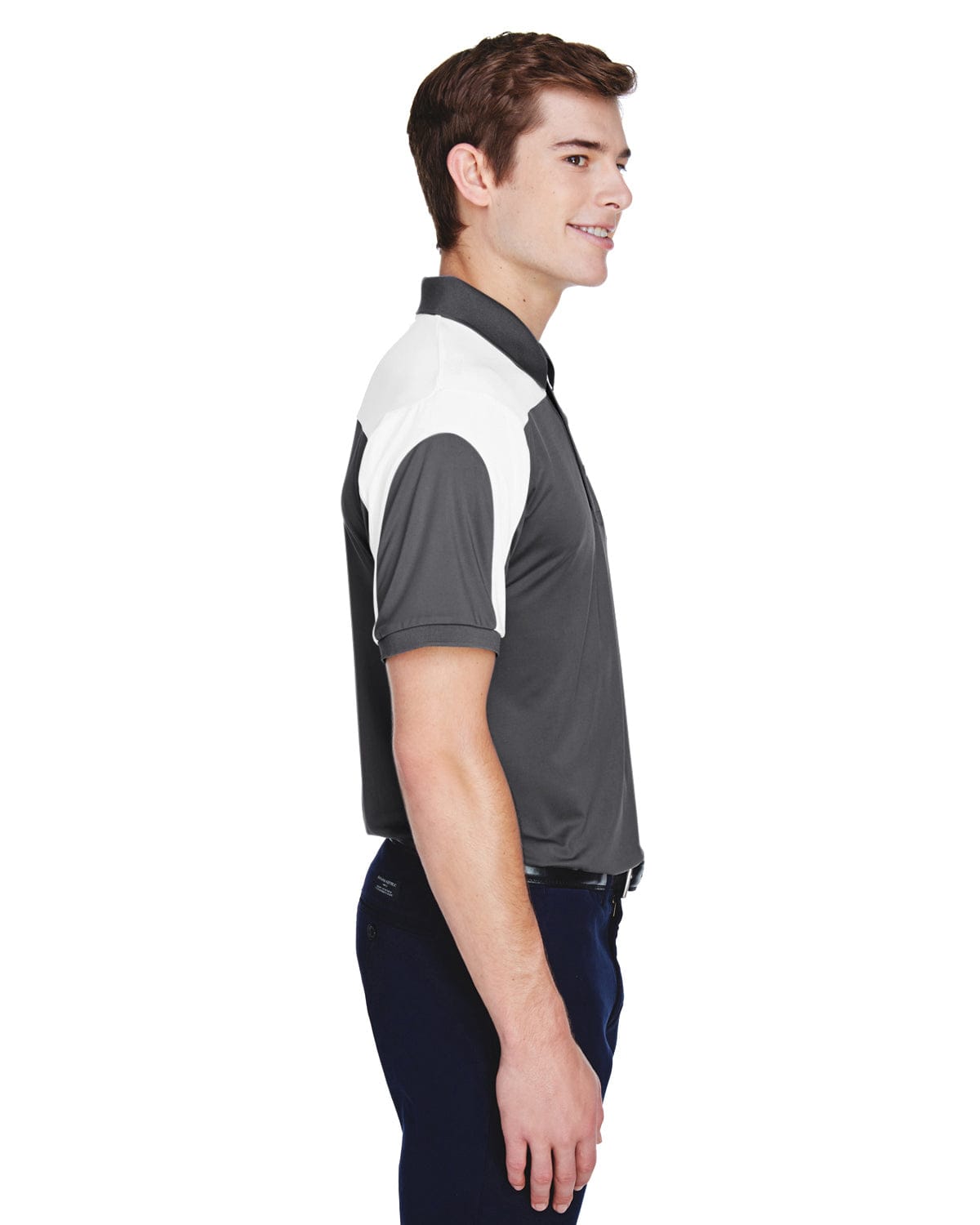 Team 365 Mens Victor Performance Polo TT22 | Sport Graphite - Side
