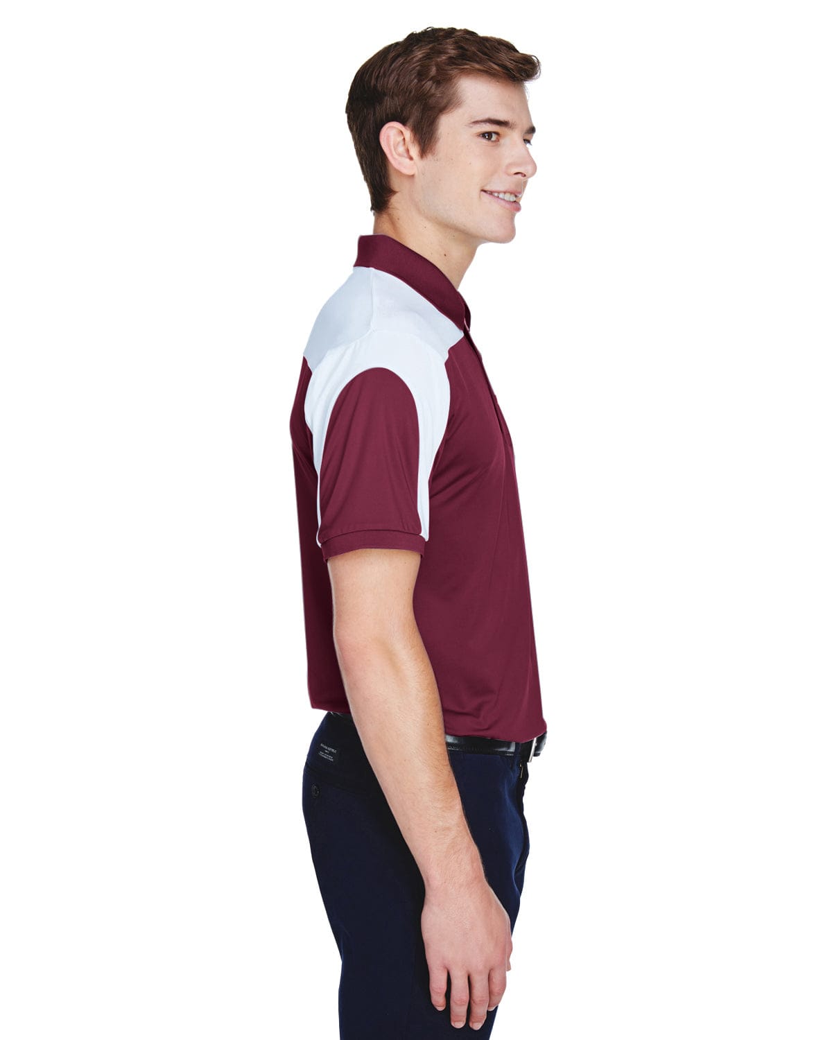 Team 365 Mens Victor Performance Polo TT22 | Sport Maroon - Side