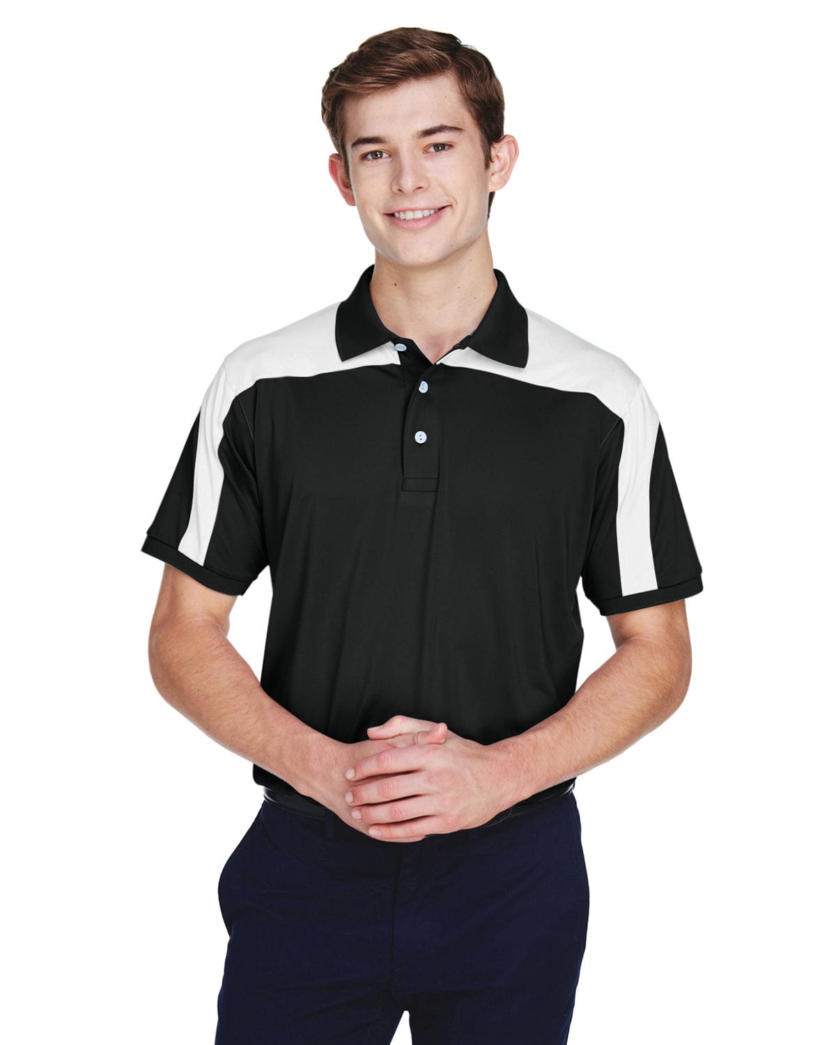 Team 365 Mens Victor Performance Polo TT22 | Black - Front