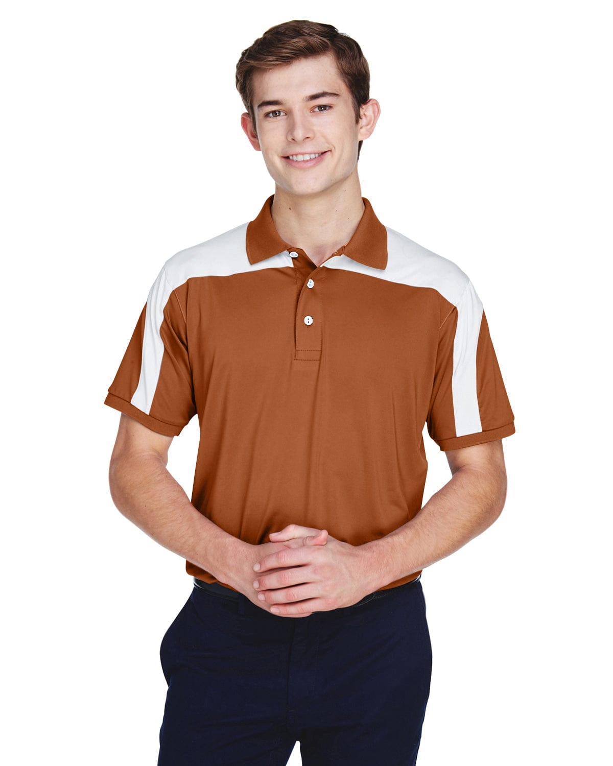 Team 365 Mens Victor Performance Polo TT22 | Sp Burnt Orange - Front