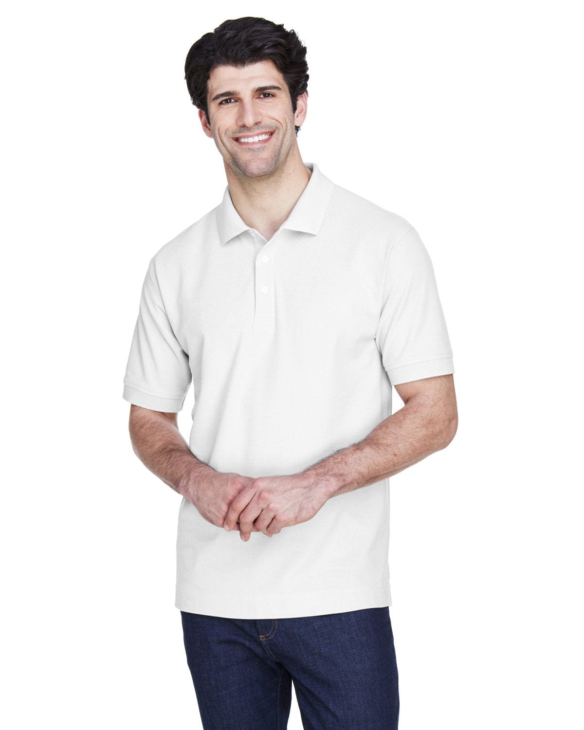Devon & Jones Fine Pima Pique Polo Shirt D100 | White - Front