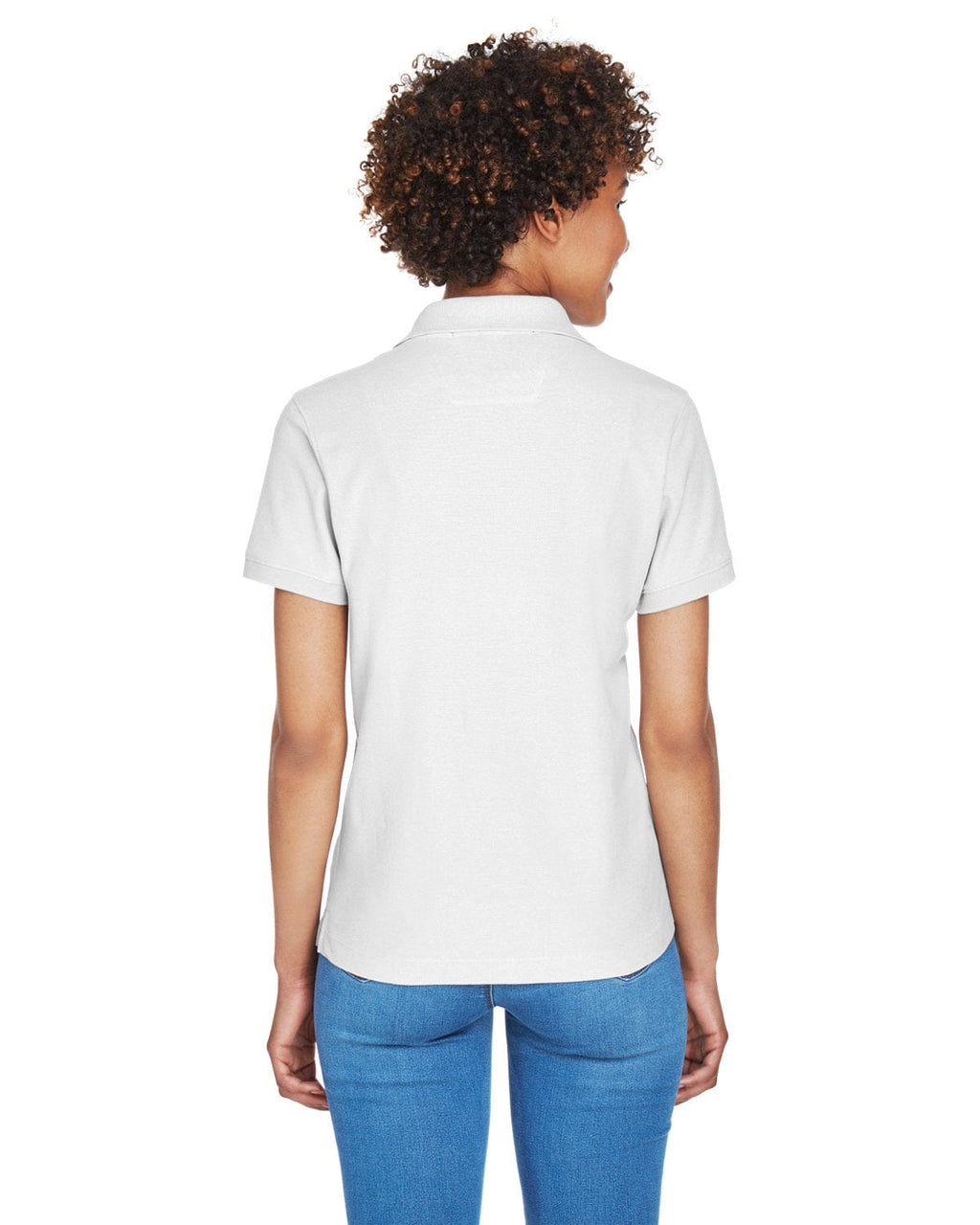 Devon & Jones Ladies Fine Pima Pique Polo D100W | White - Back