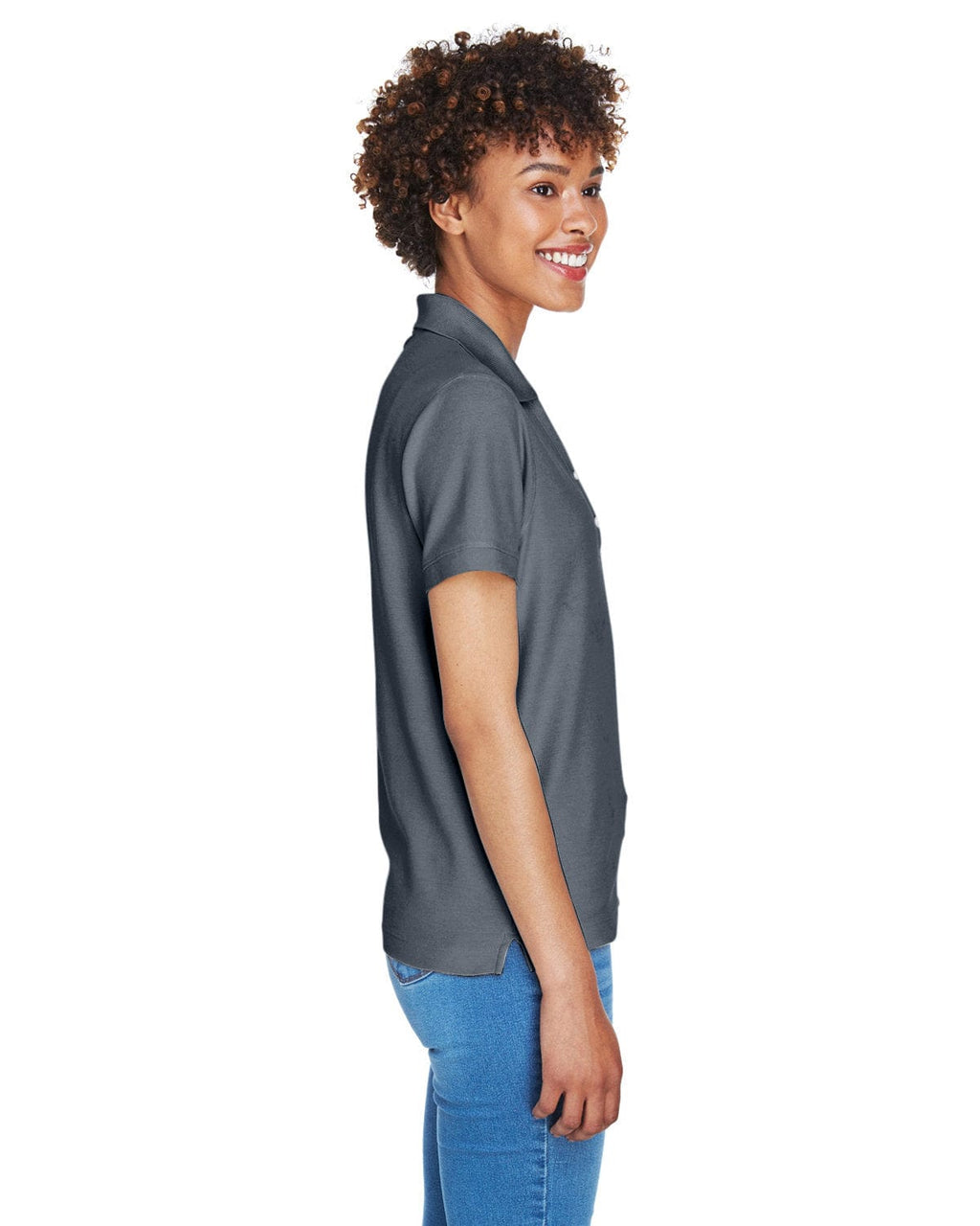 Devon & Jones Ladies Fine Pima Pique Polo D100W | Graphite - Side