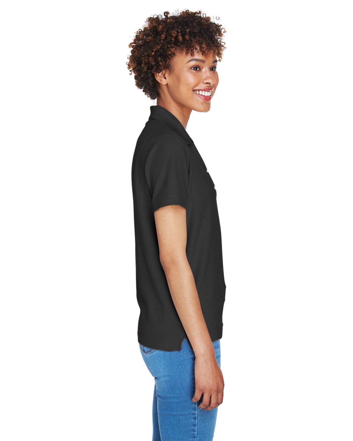 Devon & Jones Ladies Fine Pima Pique Polo D100W | Black - Side