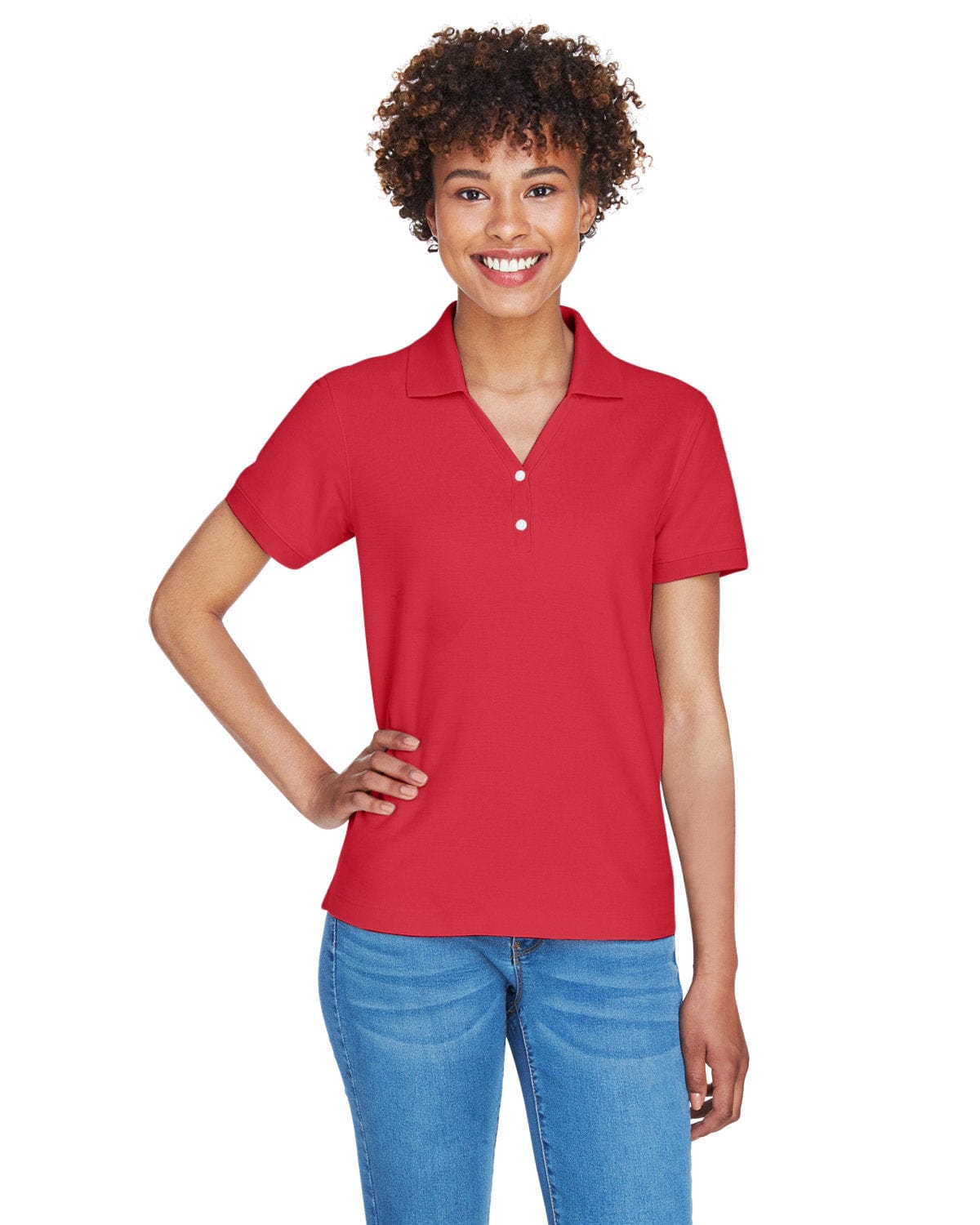 Devon & Jones Ladies Fine Pima Pique Polo D100W | Red - Front