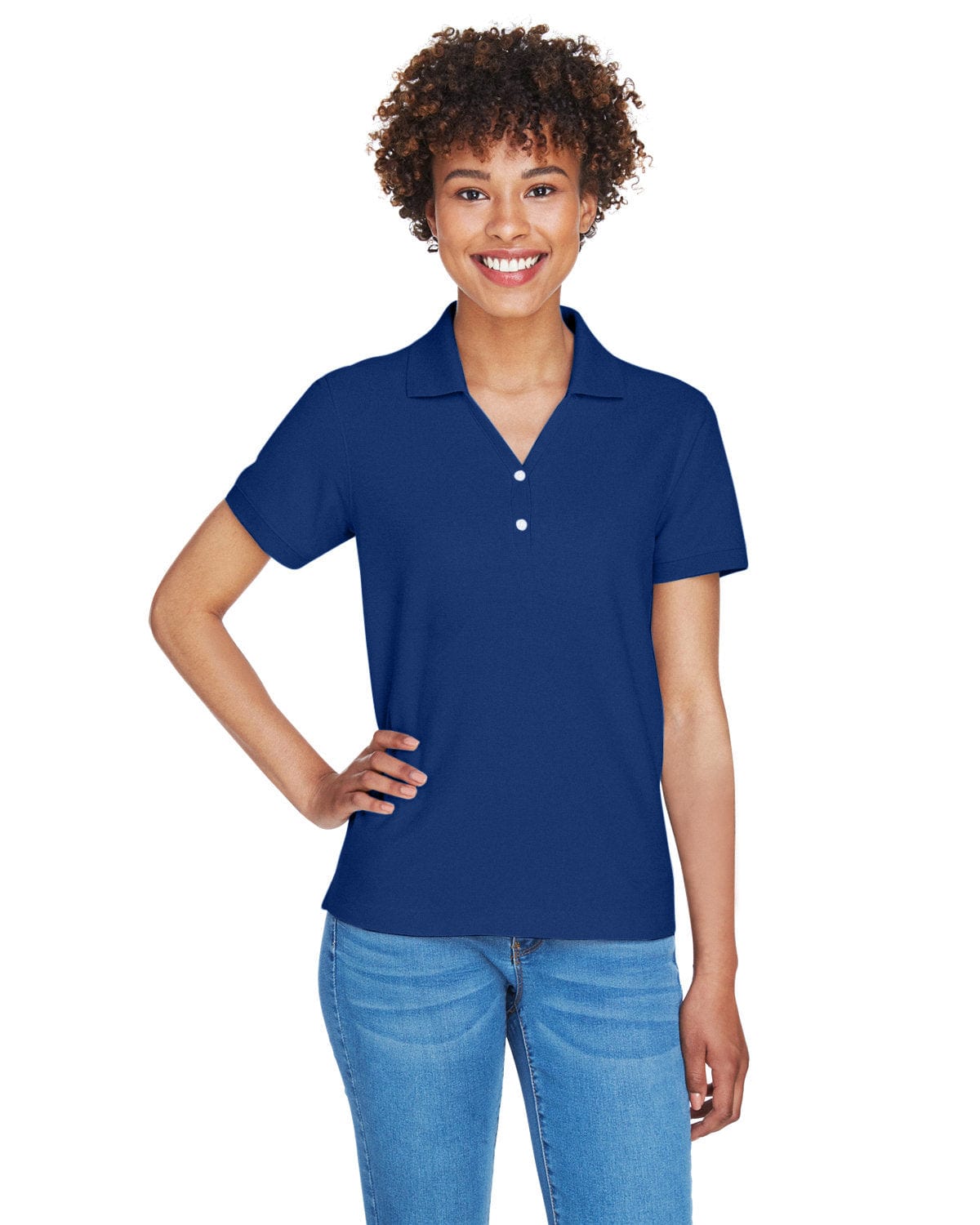 Devon & Jones Ladies Fine Pima Pique Polo D100W | True Royal - Front