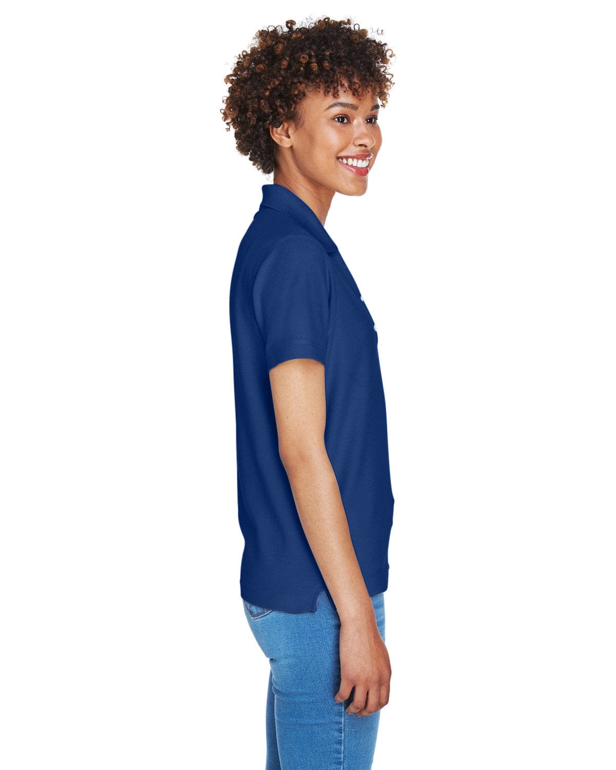 Devon & Jones Ladies Fine Pima Pique Polo D100W | True Royal - Side