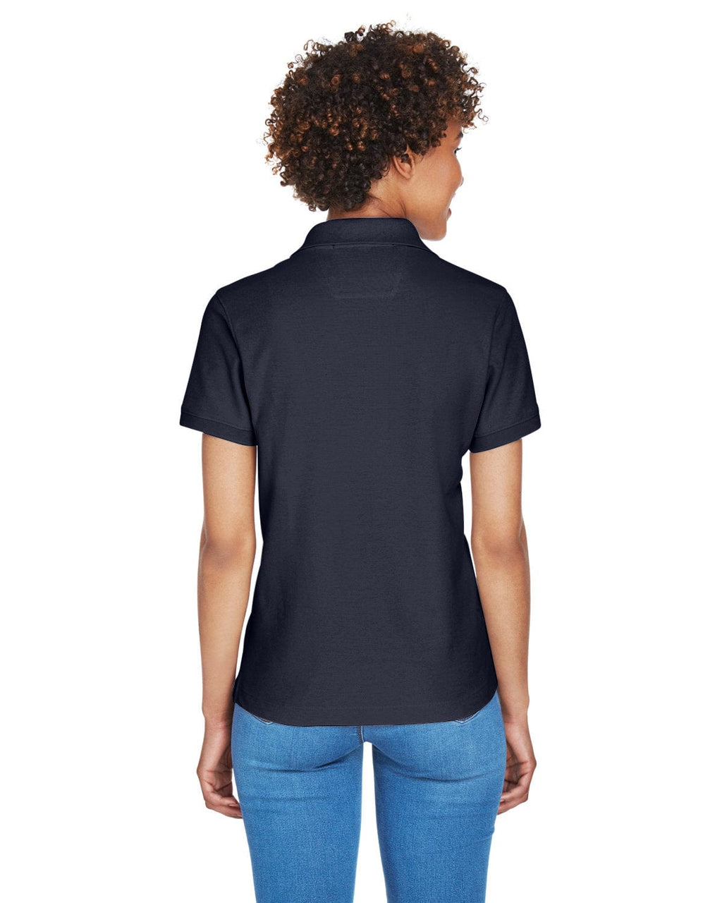 Devon & Jones Ladies Fine Pima Pique Polo D100W | Navy - Back