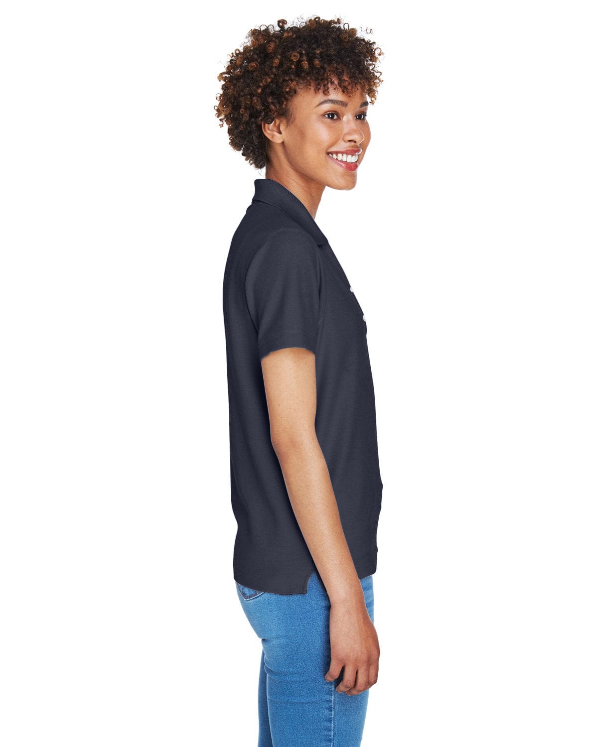 Devon & Jones Ladies Fine Pima Pique Polo D100W | Navy - Side