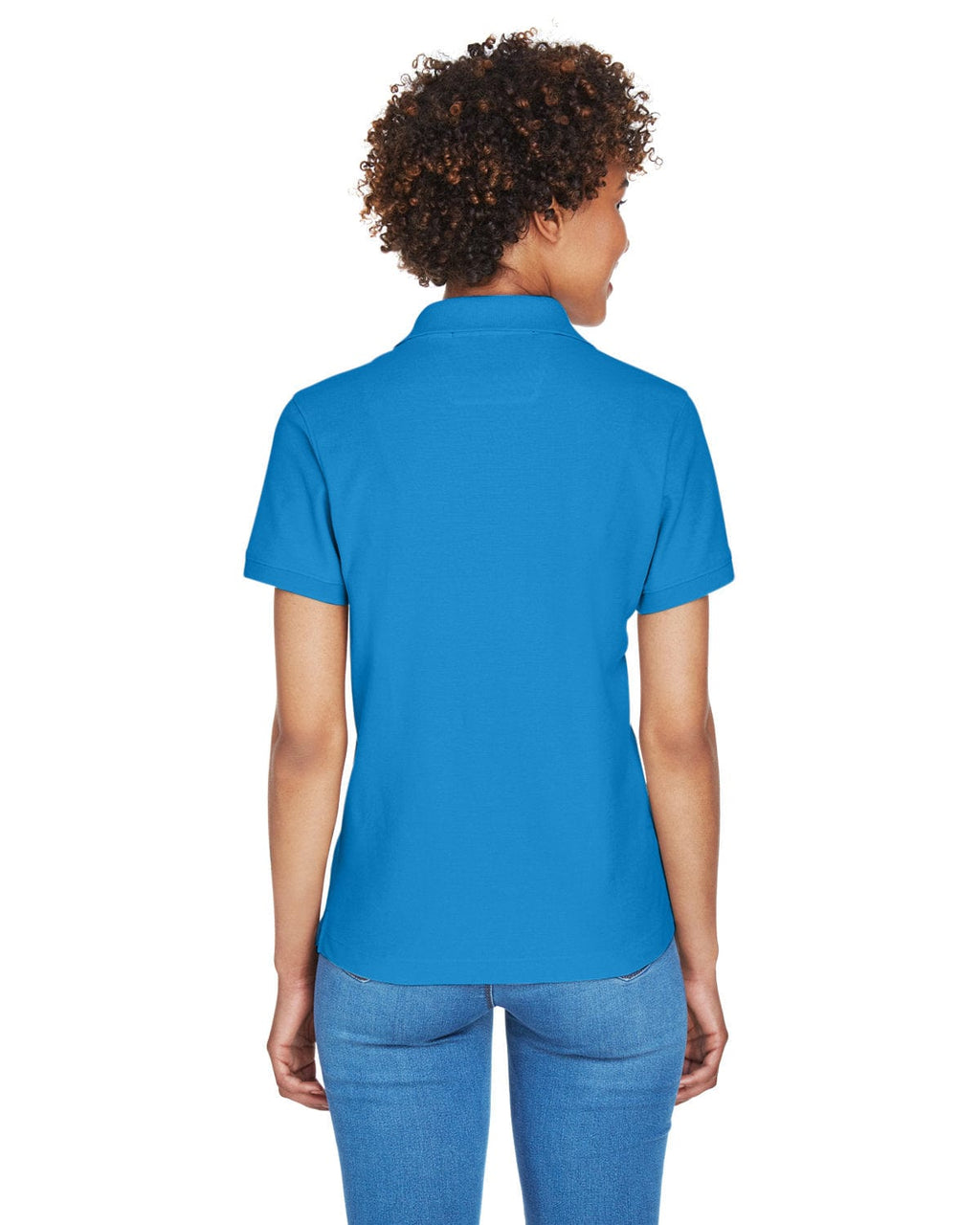 Devon & Jones Ladies Fine Pima Pique Polo D100W | French Blue - Back