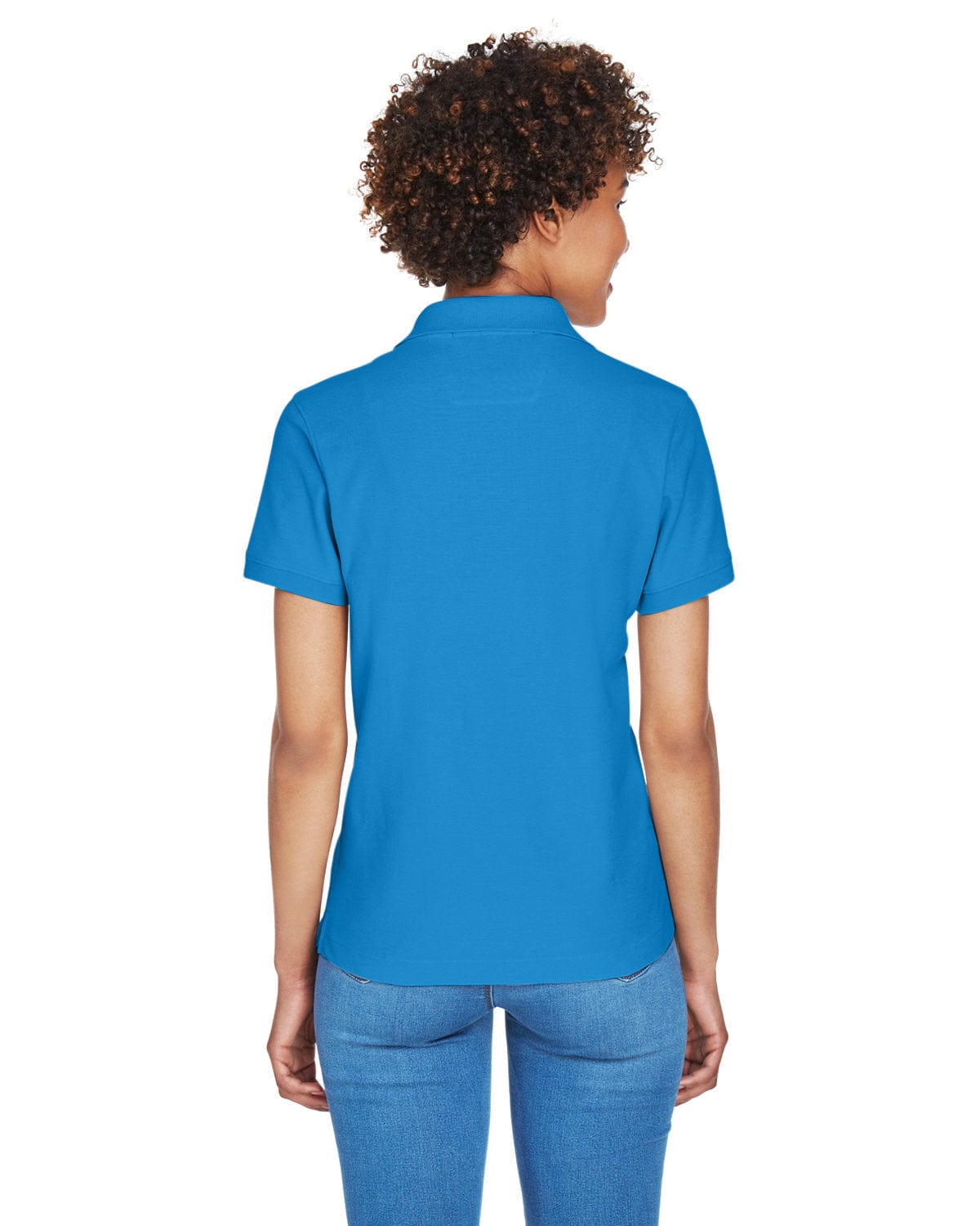 Devon & Jones Ladies Fine Pima Pique Polo D100W | French Blue - Back