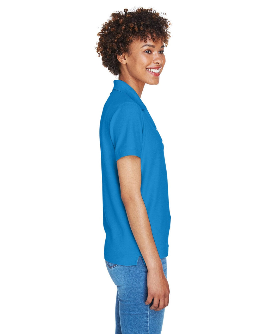 Devon & Jones Ladies Fine Pima Pique Polo D100W | French Blue - Side