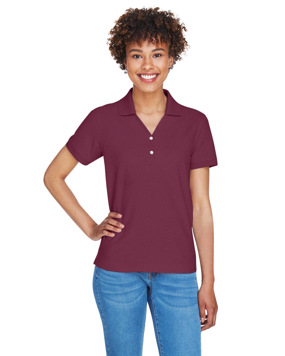 Devon & Jones Ladies Fine Pima Pique Polo D100W | Burgundy - Front