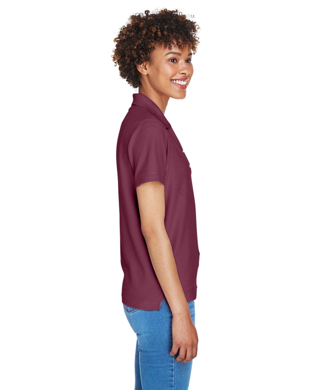 Devon & Jones Ladies Fine Pima Pique Polo D100W | Burgundy - Side