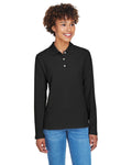 Devon & Jones Ladies Long Sleeve Polo Shirt D110W | Black - Front