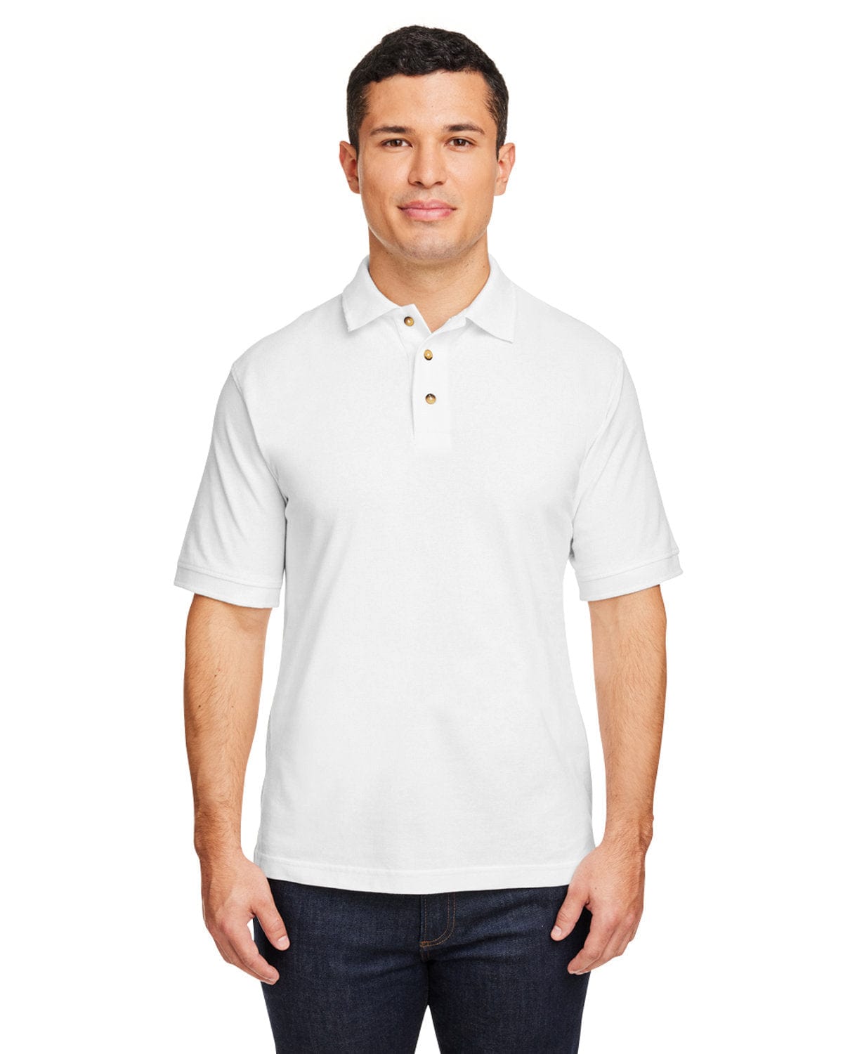 Harriton Cotton Pique Polo Shirt M200 | White - Front