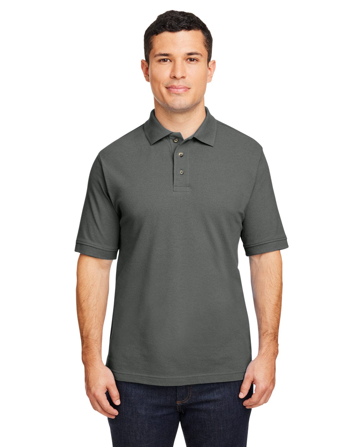 Harriton Cotton Pique Polo Shirt M200 | Charcoal - Front