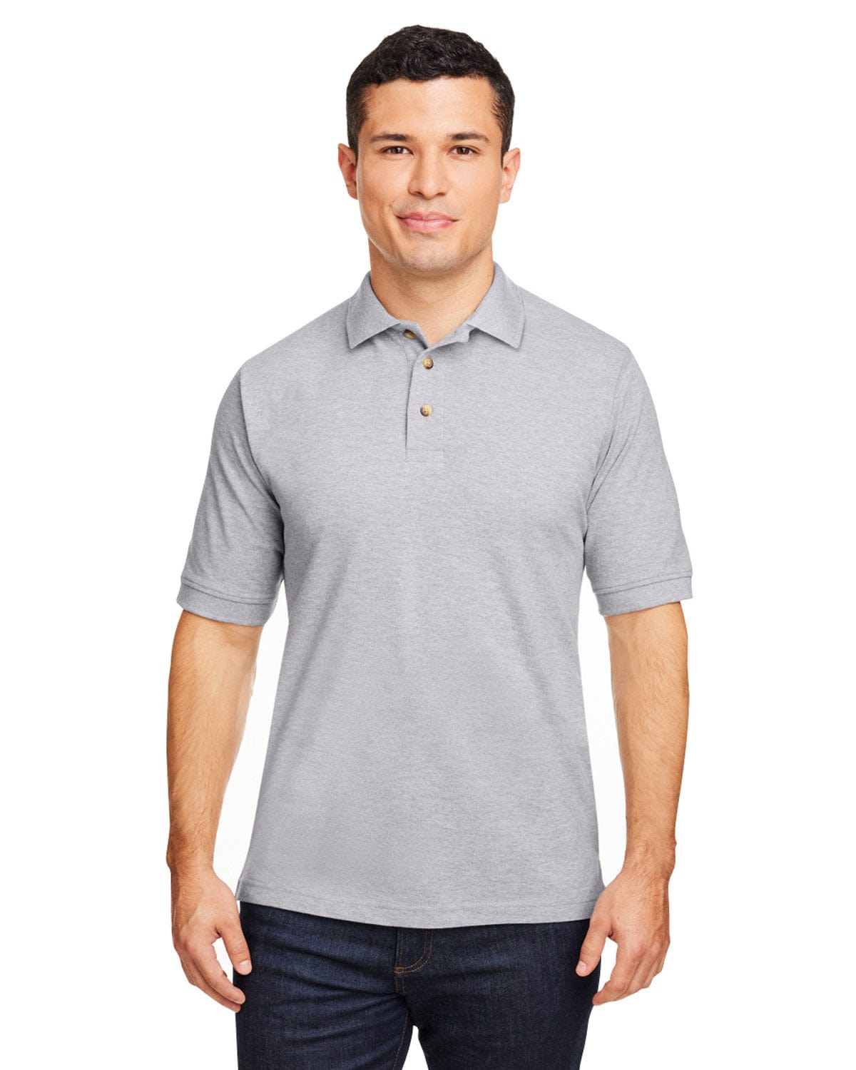 Harriton Cotton Pique Polo Shirt M200 | Grey Heather - Front
