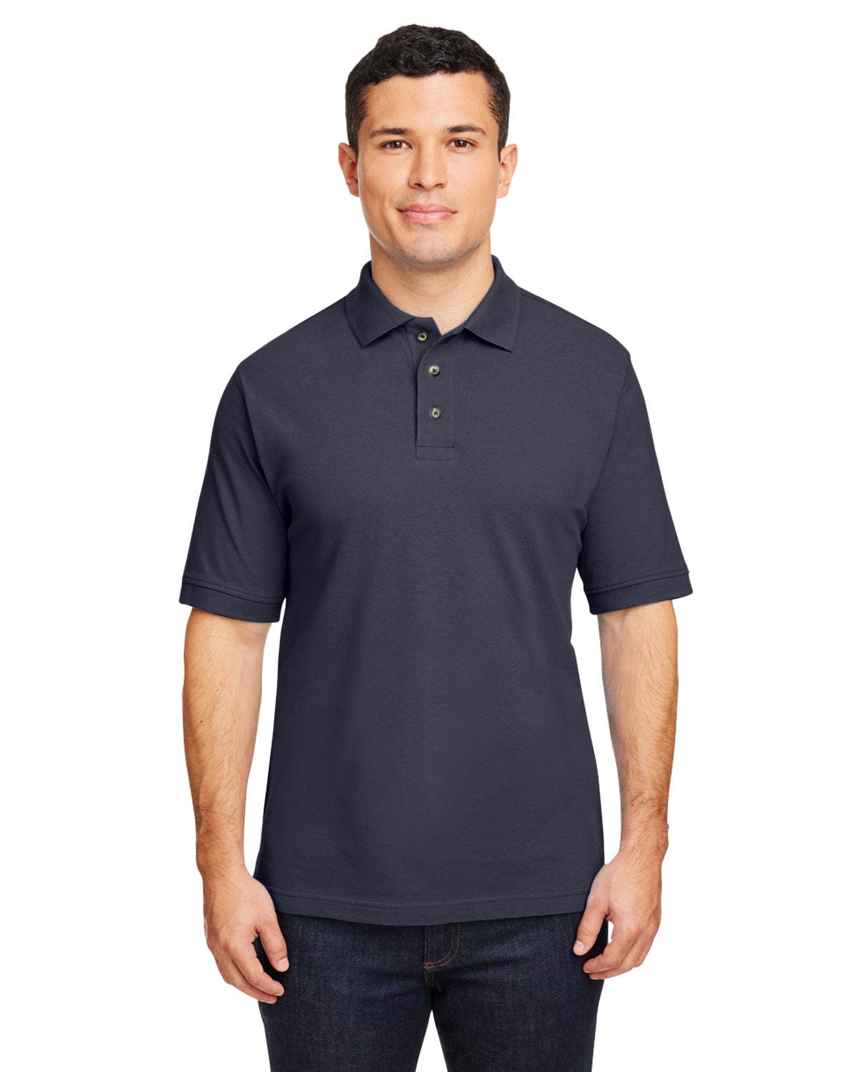 Harriton Cotton Pique Polo Shirt M200 | Navy - Front