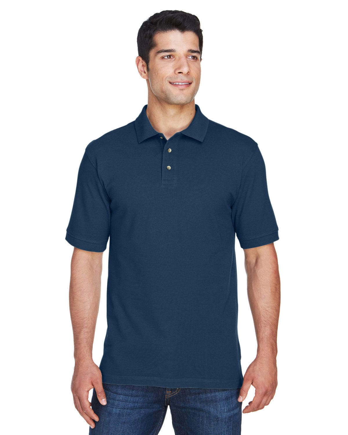 Harriton Tall Ringspun Cotton Pique Short Sleeve Polo M200T | Navy - Front