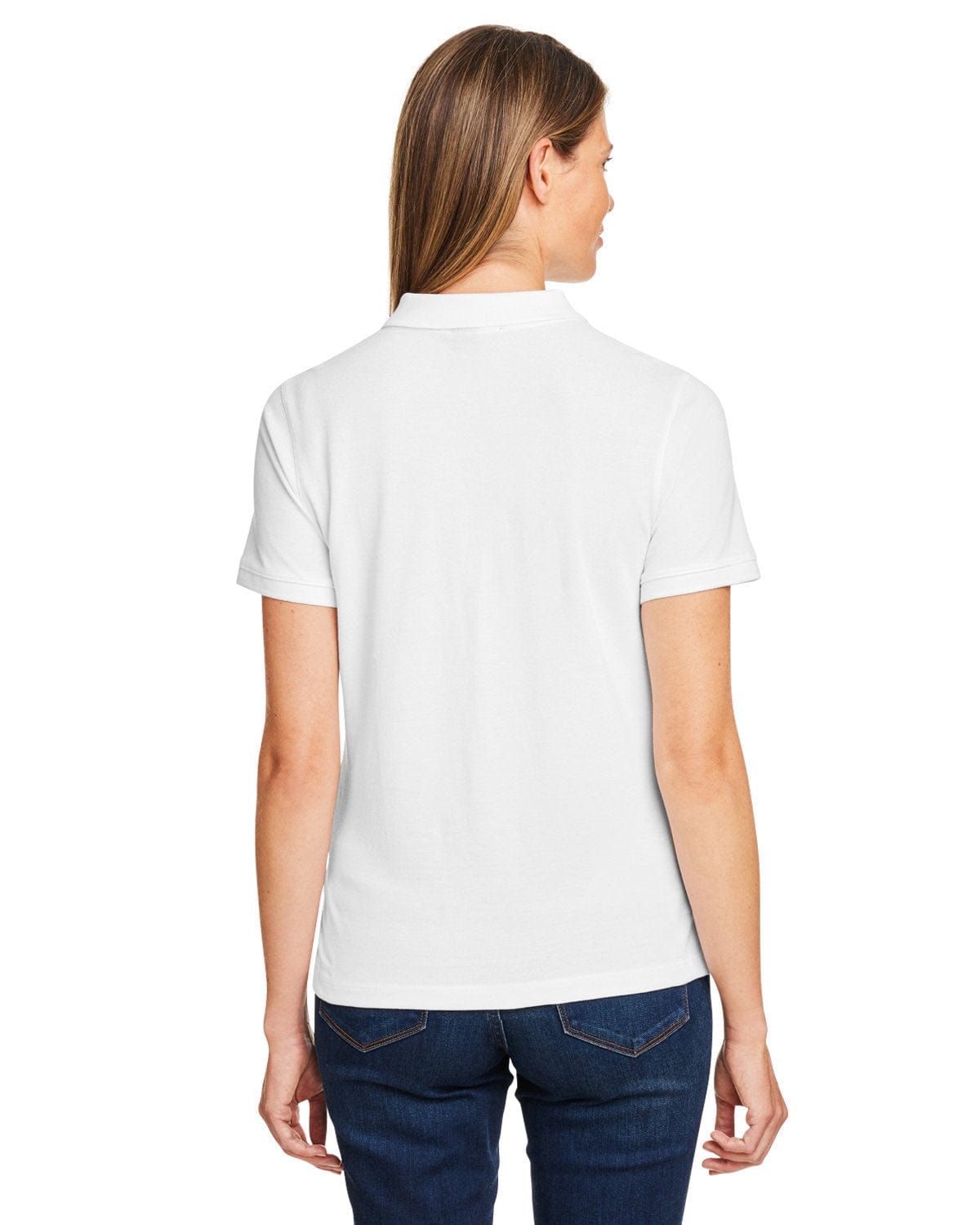 Harriton Ladies Cotton Pique Polo Shirt M200W | White - Back