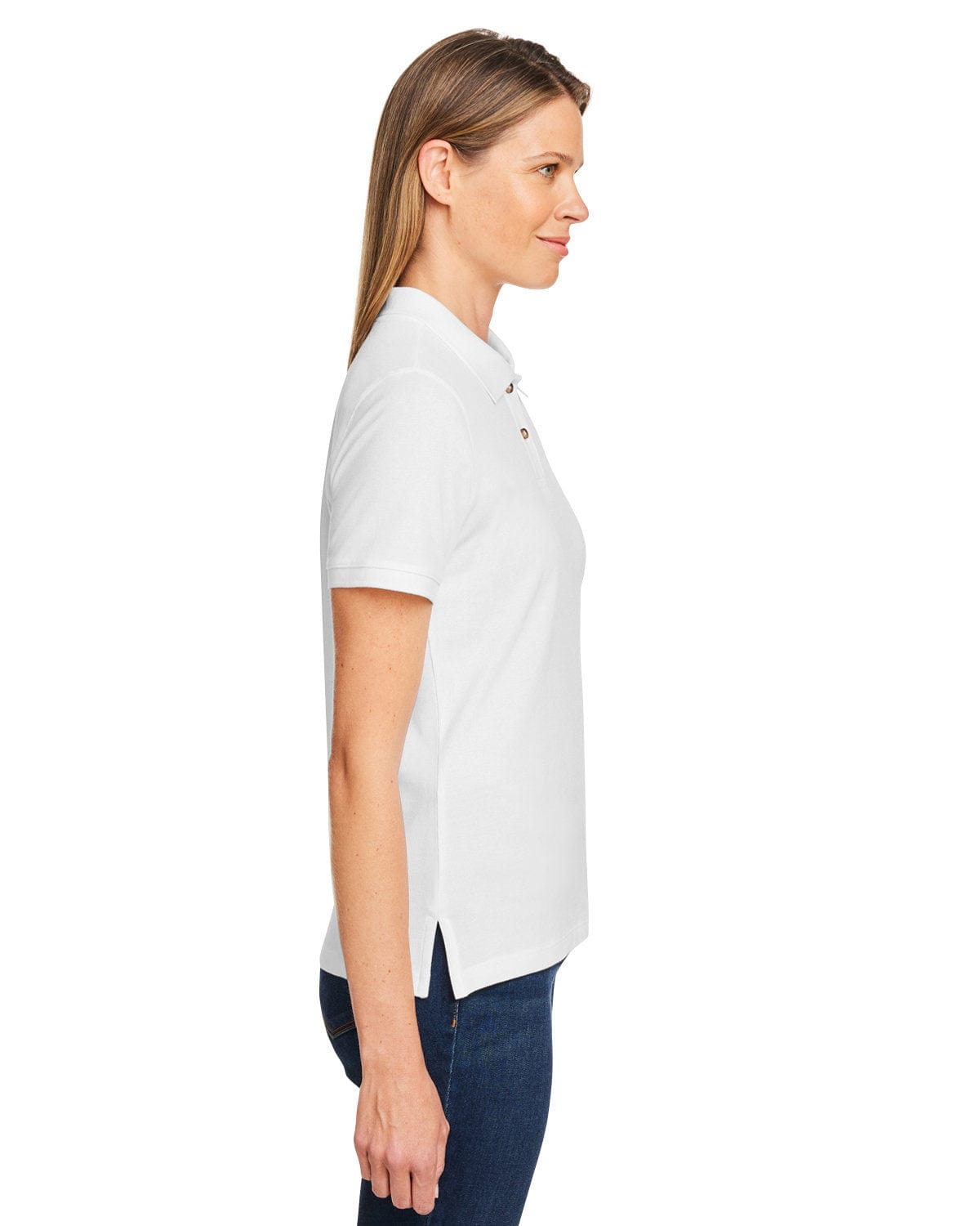 Harriton Ladies Cotton Pique Polo Shirt M200W | White - Side