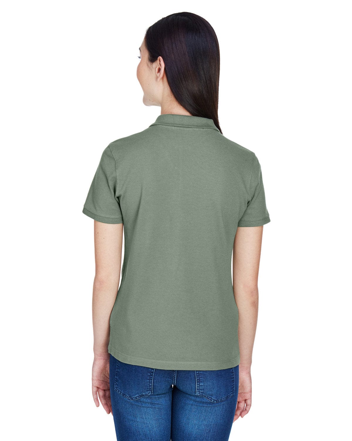 Harriton Ladies Cotton Pique Polo Shirt M200W | Dill - Back