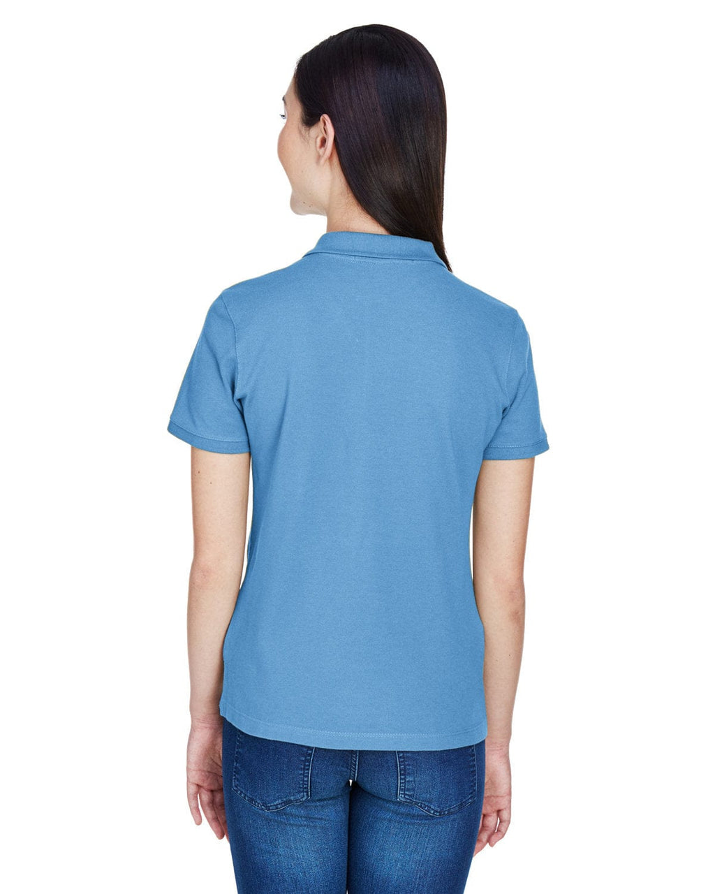 Harriton Ladies Cotton Pique Polo Shirt M200W | Lt College Blue - Back