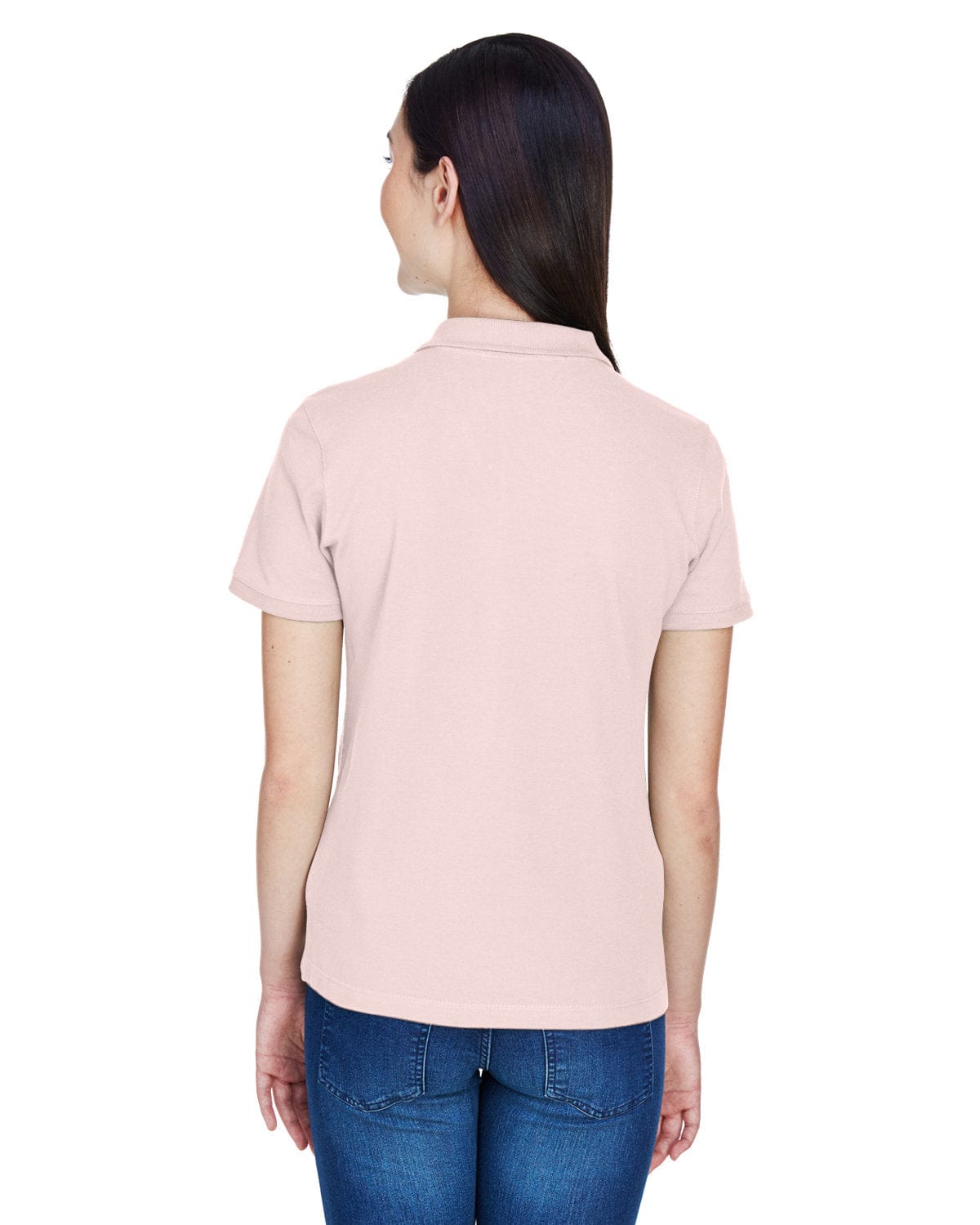Harriton Ladies Cotton Pique Polo Shirt M200W | Blush - Back