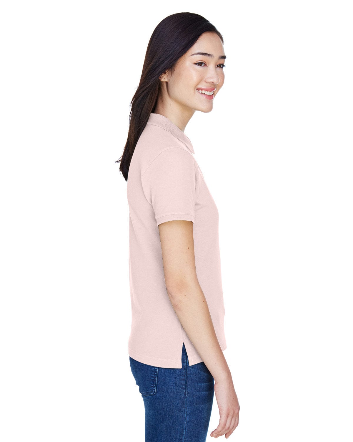 Harriton Ladies Cotton Pique Polo Shirt M200W | Blush - Side