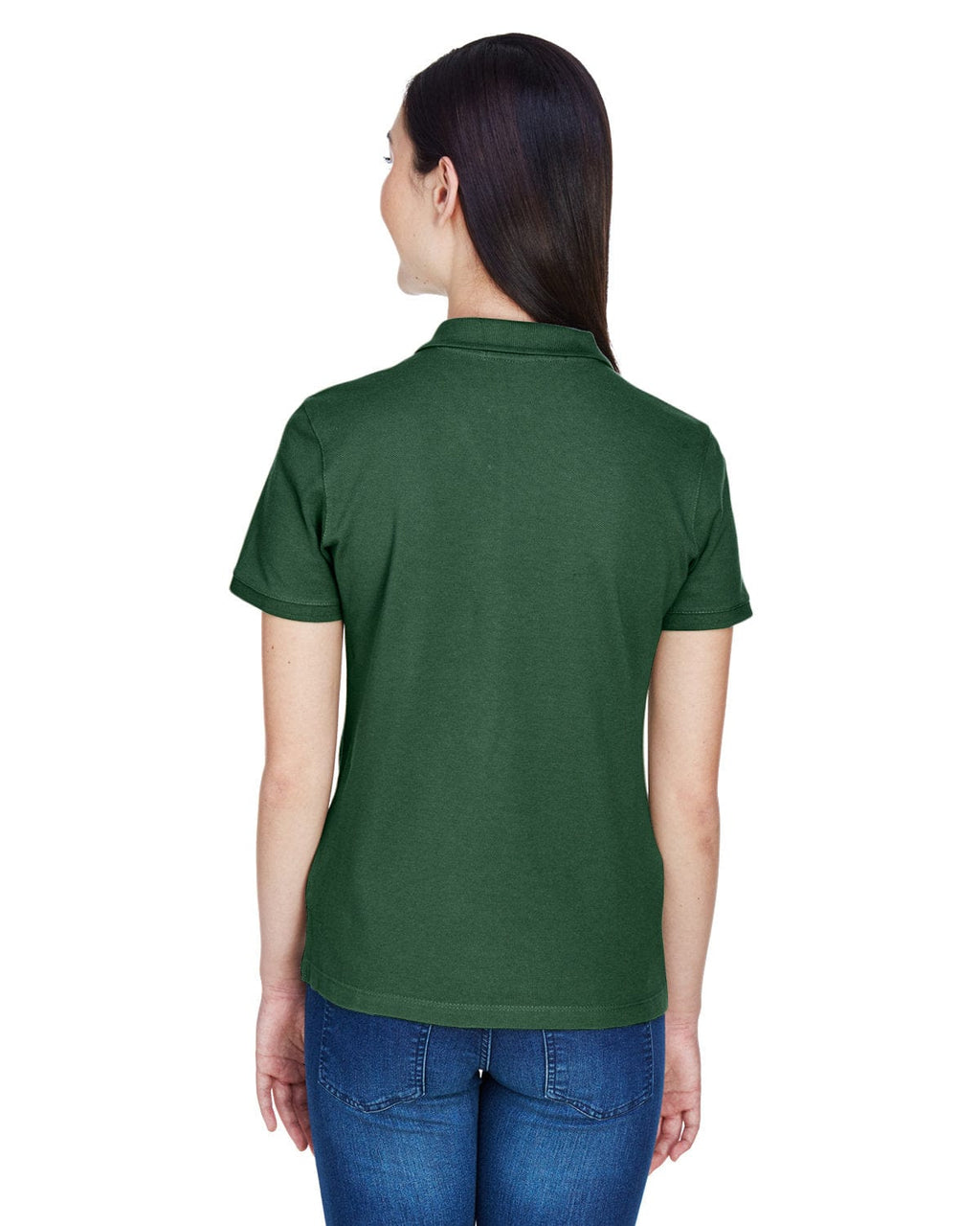 Harriton Ladies Cotton Pique Polo Shirt M200W | Dark Green - Back