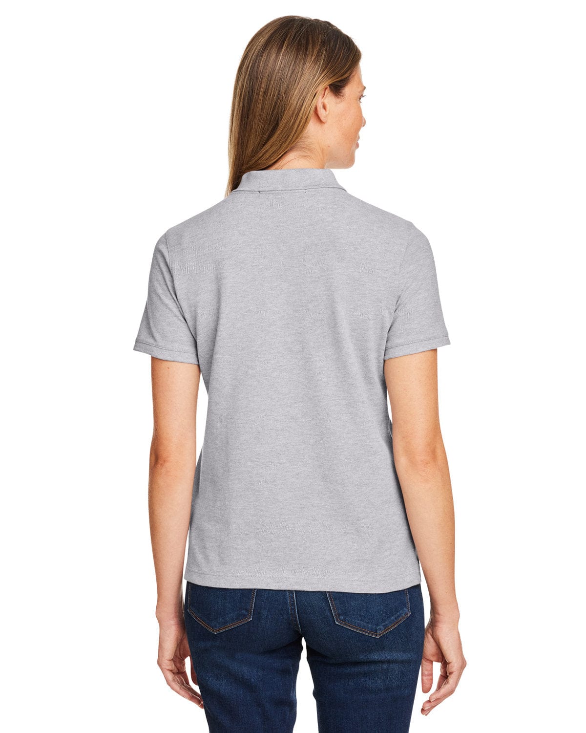 Harriton Ladies Cotton Pique Polo Shirt M200W | Grey Heather - Back