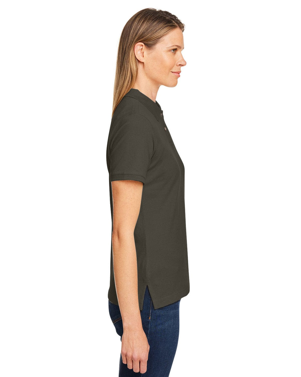Harriton Ladies Cotton Pique Polo Shirt M200W | Black - Side