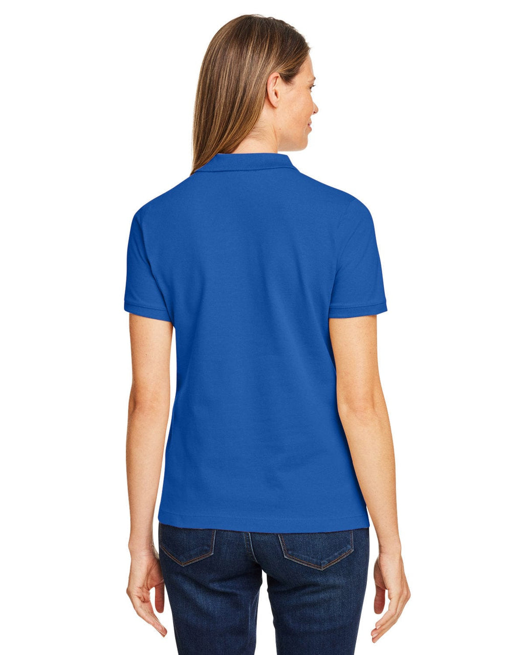 Harriton Ladies Cotton Pique Polo Shirt M200W | True Royal - Back