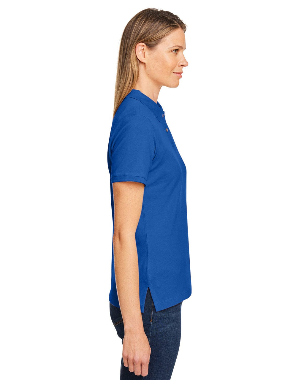 Harriton Ladies Cotton Pique Polo Shirt M200W | True Royal - Side