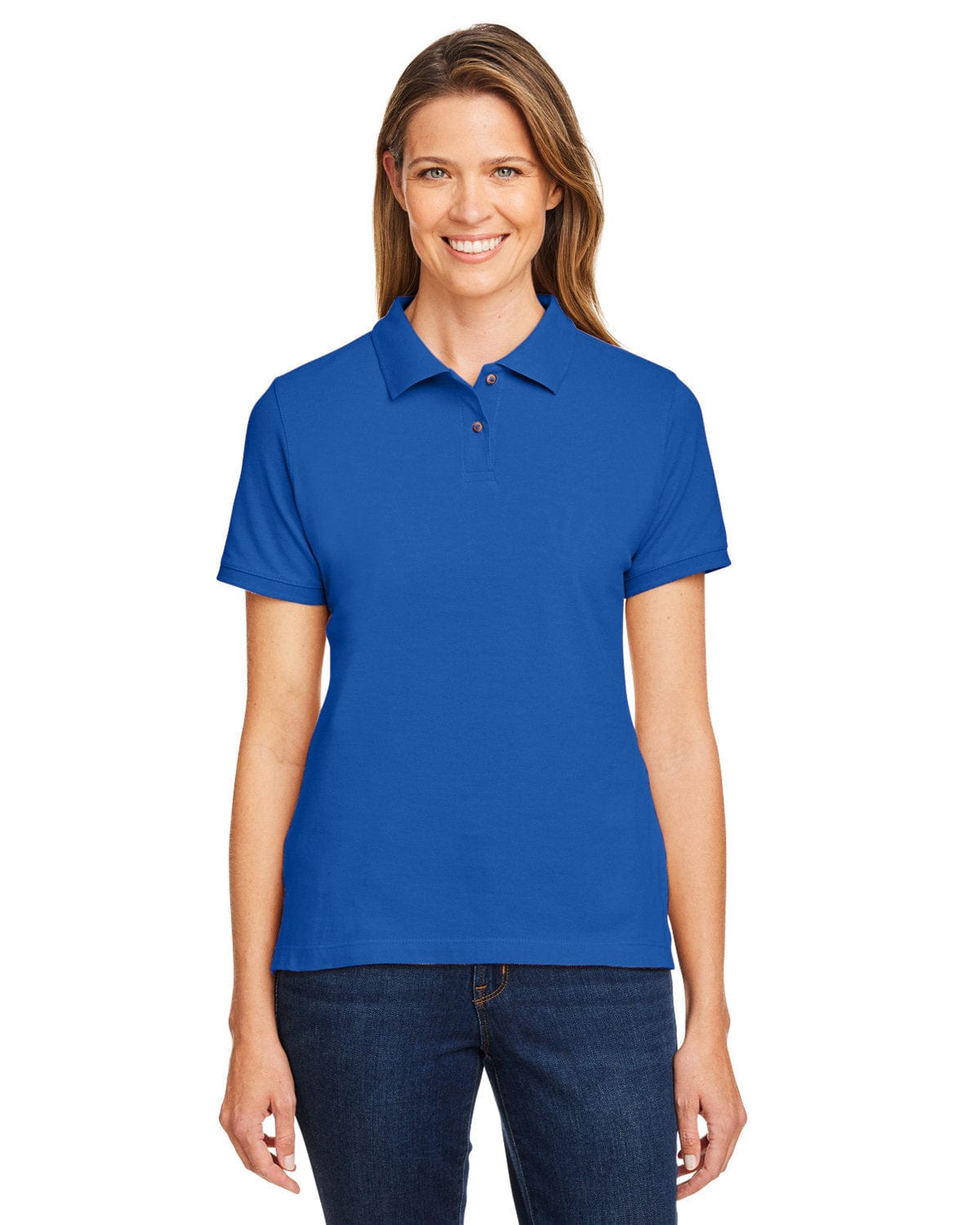 Harriton Ladies Cotton Pique Polo Shirt M200W | True Royal - Front