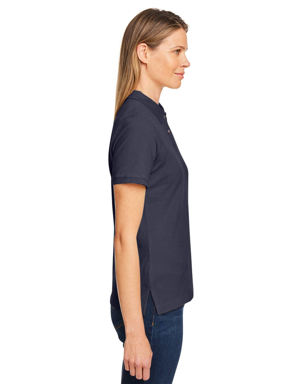 Harriton Ladies Cotton Pique Polo Shirt M200W | Navy - Side