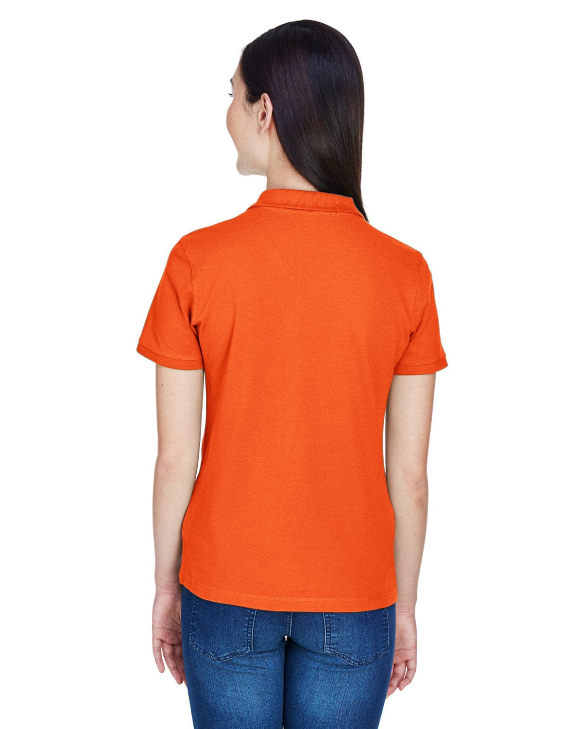 Harriton Ladies Cotton Pique Polo Shirt M200W | Team Orange - Back