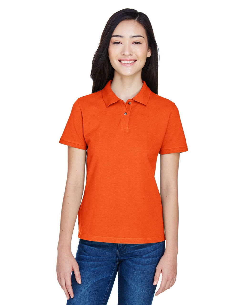 Harriton Ladies Cotton Pique Polo Shirt M200W | Team Orange - Front
