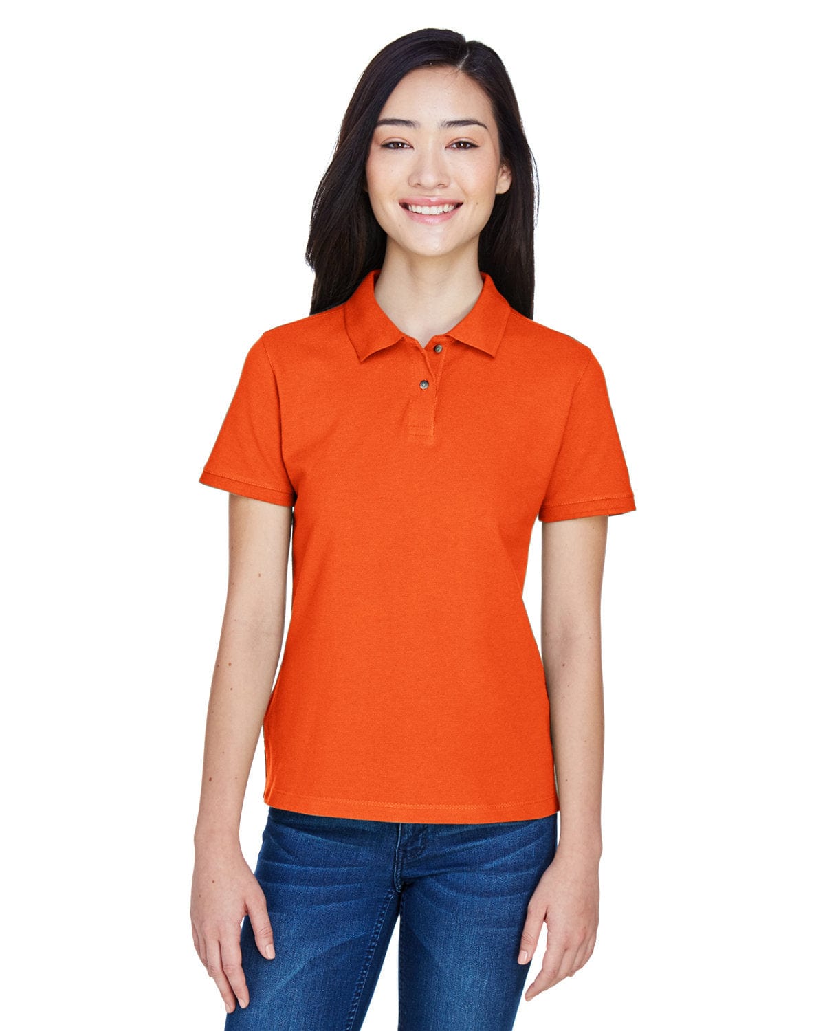Harriton Ladies Cotton Pique Polo Shirt M200W | Team Orange - Front